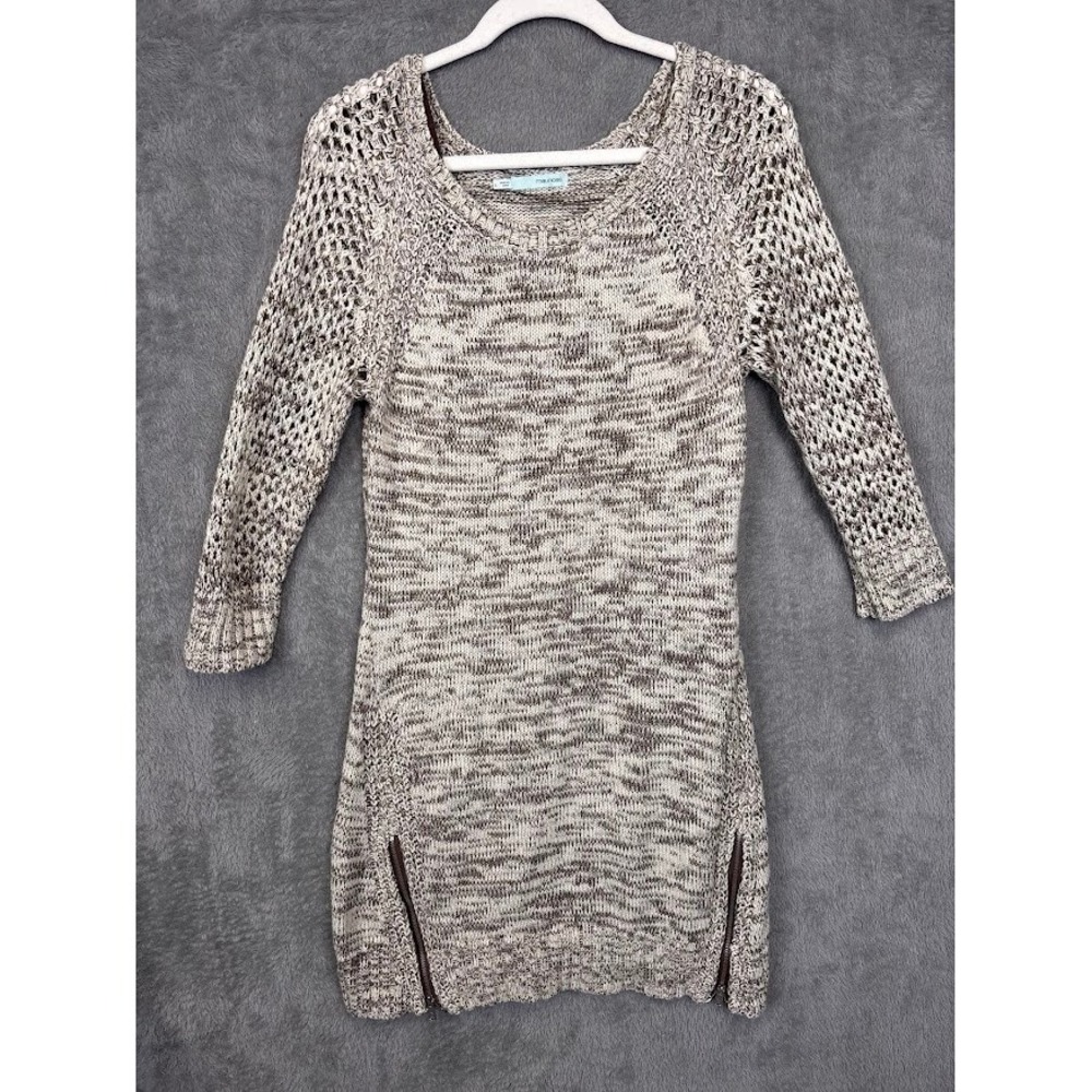 Maurices Marled Knit Sweater Dress Brown Cream Lined Side Zips Size L